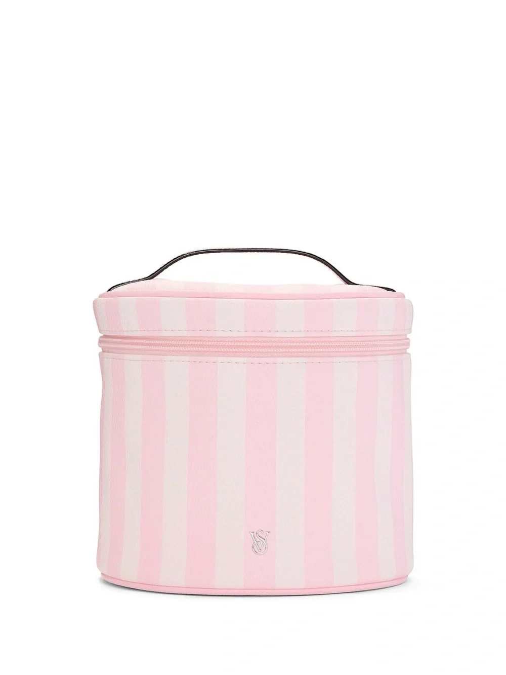 Victoria’s Secret 2-Piece Makeup Bag Case Pink White Heritage Stripe Vanity Tot